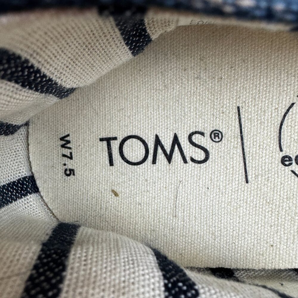 Toms Womens Navy Blue Canvas Espadrille Flats Shoes Size W7.5 Alpargata - Picture 6 of 8